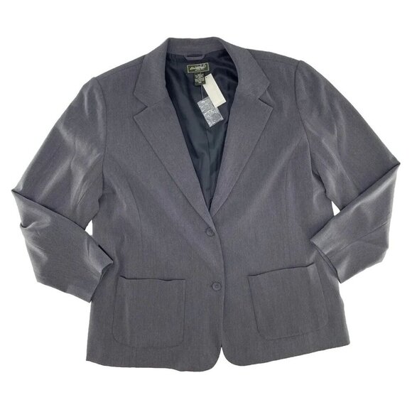 NWT Eddie Bauer Plus Size Vintage Gray Single Breasted Blazer Size 18W Deadstock - Picture 3 of 9